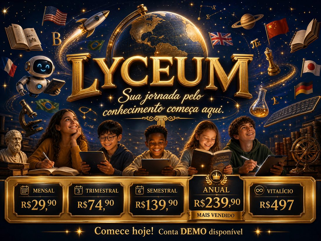 Cartaz LYCEUM — sua jornada pelo conhecimento começa aqui