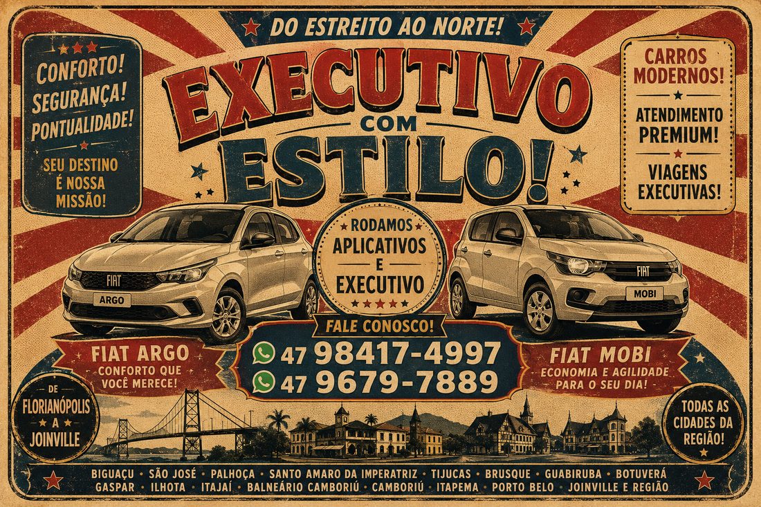 Cartaz Executivo com Estilo — frota Fiat Argo e Fiat Mobi